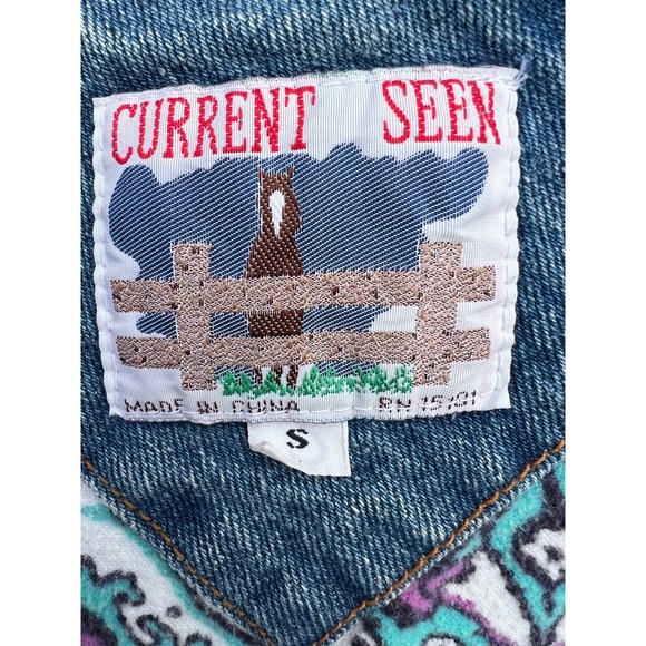 Current Seen Vintage Bomber Jacket Womens Small Acid Wash Tapestry Flannel Lined - Picture 8 of 11